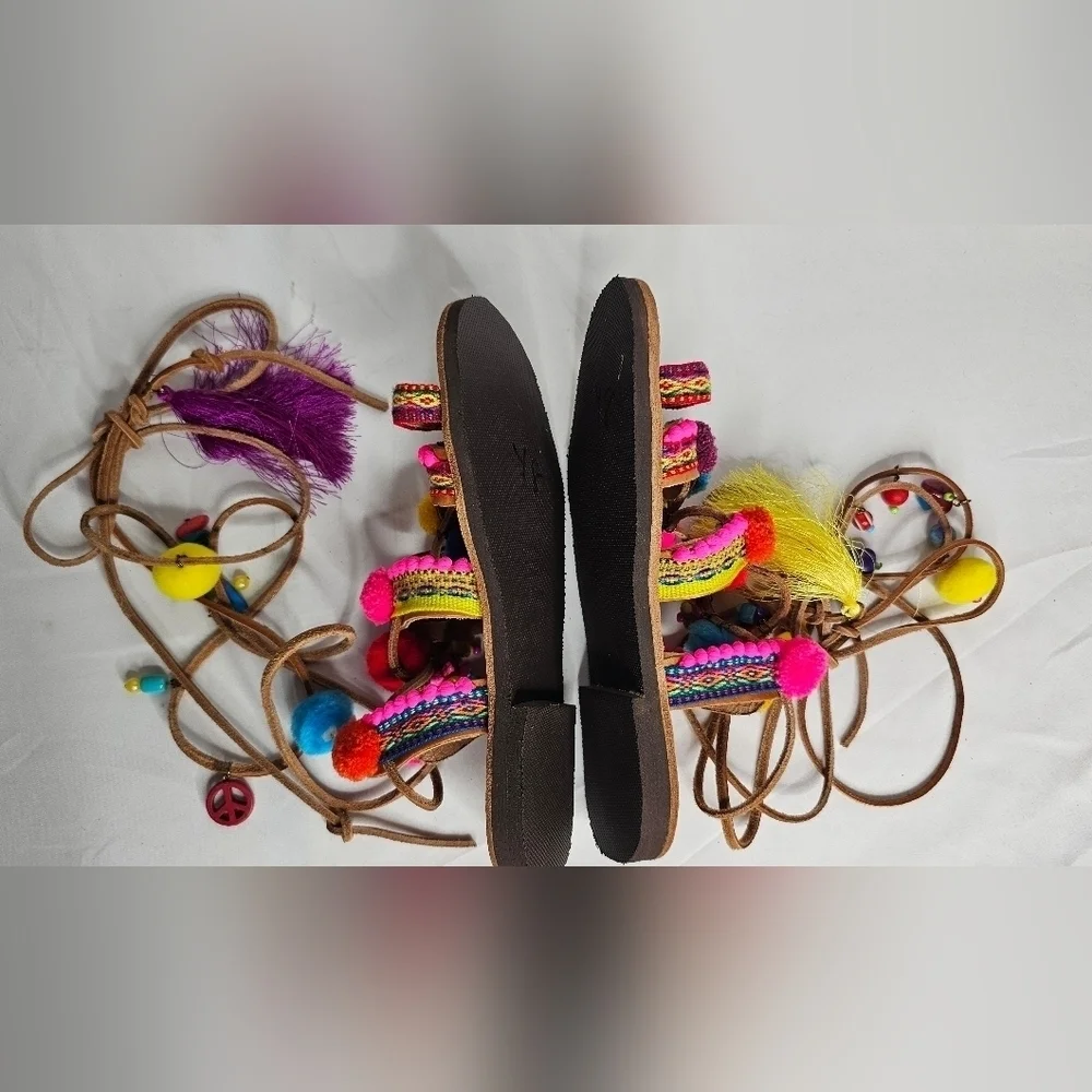 Bohemian gladiator sandals with embellishments, Similar to Penny Lane Style